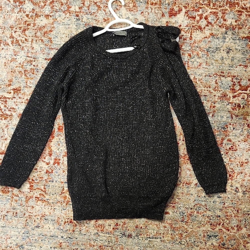 Black Off-the-Shoulder Sweater with Textured Knit